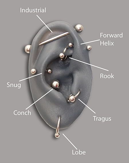  It's an ear piercing. It's along the longest part of cartiledge.
