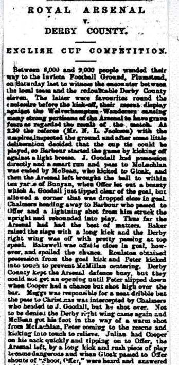 Royal Arsenal v Derby County FA Cup 17 January 1891 (1)