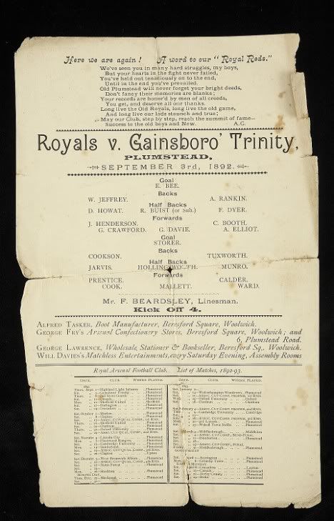 Royal Arsenal v Gainsborough Trinity 1892-93