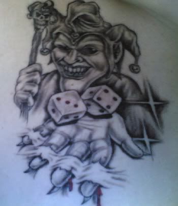 balck and white joker tattoo Image