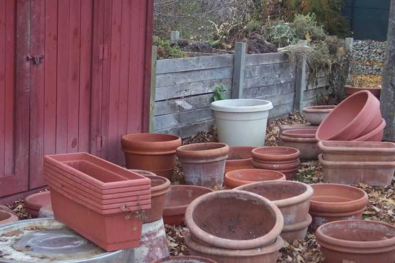 Empty pots and full compost bins