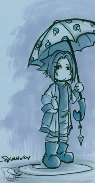 sasuke in the rain
