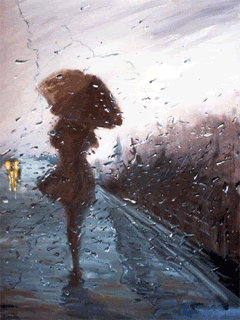 girl walking in rain