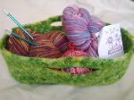 Felted basket on Spiffy Knits "Gillyweed" -3 day auction