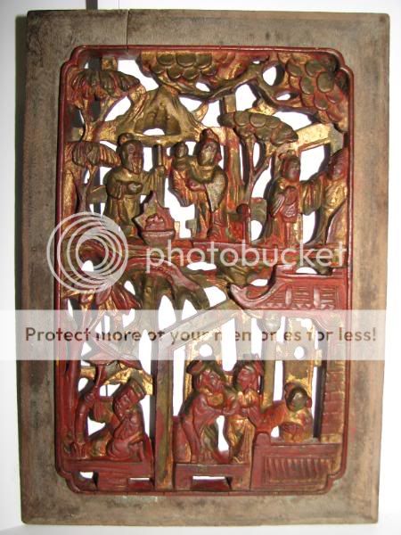 CHINESE GILDED CARVED CAMPHOR WOOD PANEL 19TH CENTURY  