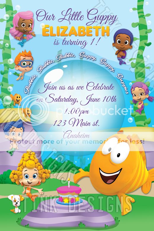 Bubble Guppies Birthday Invitations Custom Personalized Fish Sea Ocean Guppy