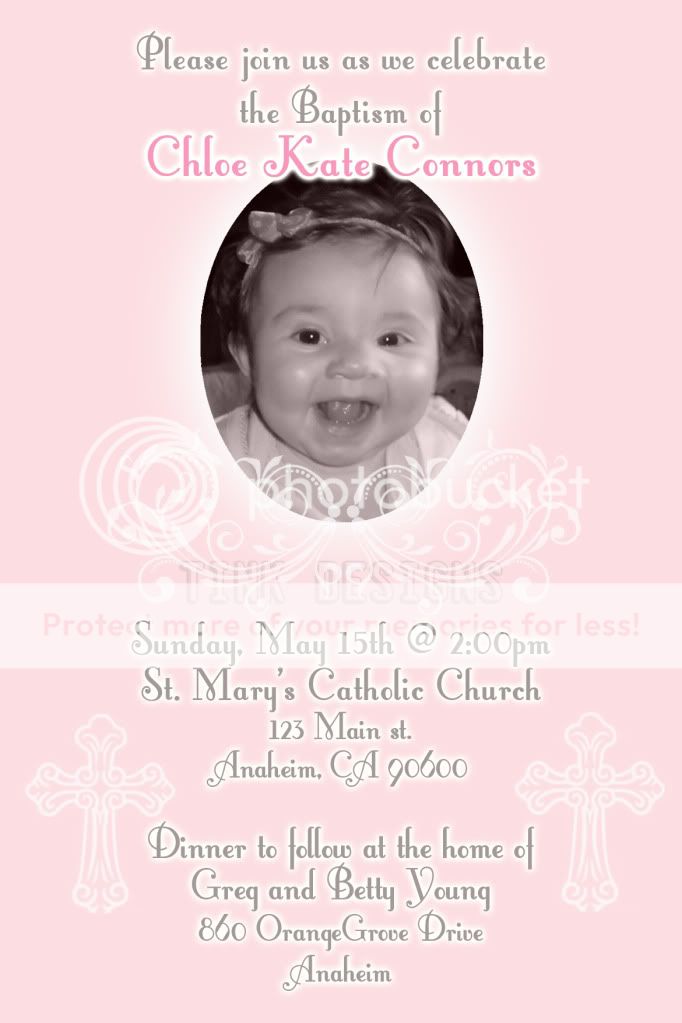 Baptism Christening Invitation Party Reception Baby Prints Personalized Photo